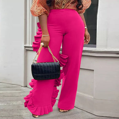 VONDA Elegant Long Trousers Wide Leg Pants Women 2023 Summer Side Buttons Down Casual Solid High Waist Streetwear Pantalon Femme