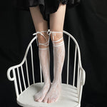 Jk Tie Lace Fishnet Stockings Irregular Split-toe Calf Socks Women's Middle Tube Socks Straps Summer Sexy Long Japanese Socks