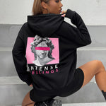 Intense Feeling Sculpture Cover Eyes Printed Womans Hoodie Street Sporty Pullover Autumn Pocket Clothing Casual Women Sweatshirt
