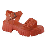Elegant Women Leather Sandals New Summer Diamond Lattice Sandals Casual  Flat Bottom Platform Sandals Women Sandals Women
