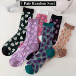 Summer Woman Socks Japanese Style Sweet Crytal Glass Silk Socks Heart Print Ultra-thin Transparent Girls Kawaii Cute Long Socks