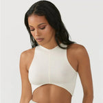 Fitness Tank Top Women Backless Sports Underwear Solid Sleeveless Crop Top with Chest Pad Gym Clothing Irregular Yoga Vest