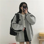 Women Hoodies 2023 Autumn Retro Solid Color Zip Up Oversized Sweatshirts Harajuku Korean Version Long Sleeve Hooded Jackets Coat