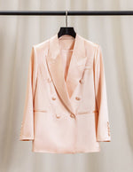 Women Acetate Blazer New Year Party Top Quality Elegant Ladies Pink Acetate Satin Blazer Outerwear Female Spring Autumn Formal