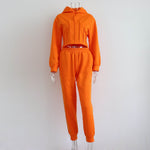 HOUZHOU Women's Tracksuit Fleece Hooded Two Piece Set Loose Hoodies Jogger Pants Sets Female Autumn Casual Lady Sportswear Suit