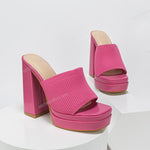 Double Platform High Heel Mule Sandals For Women Open Toe Super High Chunky Shoes Summer Classic Slip On Sandals Party Club
