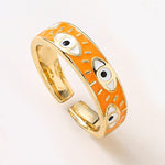 Fashion Aesthetic Evil Blue Eyes Finger Rings for Women Oil Dripping Stainless Steel Rings Adjustable Opening Ring Jewelry Gifts