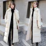 Winter Hooded Long Parkas Women Down Cotton Snow Wear Overcoat Thicken Warm Side Split Jackets New Loose Cotton Padded Chaqueta