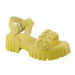 Elegant Women Leather Sandals New Summer Diamond Lattice Sandals Casual  Flat Bottom Platform Sandals Women Sandals Women