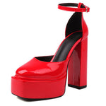 RIBETRINI Platform Chunky Heeled Ankle Strap Pumps Shoes Woman Spring Summer 2022 Heel Women Shoe Fashion Sexy Sandal Brand New