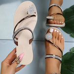 Sandals Women's Summer New Fashion Beach Sandals Rhinestone Flat Slippers Luxury Sandals Women Designers Designer Shoes