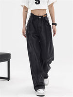 2023 Women Baggy  Long Jeans Harajuku Black Wide Leg Trousers Streetwear Vintage High Waist Denim Pants Big Pocket Y2k Feamle