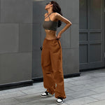 Vintage Streetwear Low Waist Drawstring Baggy Trousers Drawstring Waist Casual Cargo Pants Women Sweatpants Women's Clothing