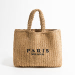 MABULA Luxury Design Women Plaited Raffia Straw Bag Large Capacity Casual Tote Handbag Hollow Summer Beach Vacation Shoulder Bag