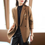 #5250 Black Green Khaki Vintage Blazer Coat Women Single Button Elegant Office Blazer Jacket Femme Regular Fit Pockets Outerwear
