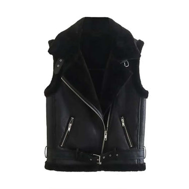 suninhear 2023 Woman Winter Reversible Cotton Imitation Leather Vest Fashion Sleeveless Jacket Windproof Casual Warm Coats