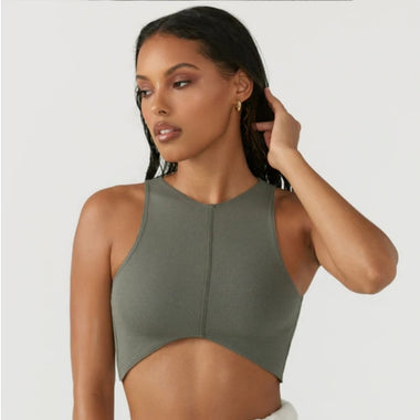 Fitness Tank Top Women Backless Sports Underwear Solid Sleeveless Crop Top with Chest Pad Gym Clothing Irregular Yoga Vest