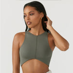 Fitness Tank Top Women Backless Sports Underwear Solid Sleeveless Crop Top with Chest Pad Gym Clothing Irregular Yoga Vest