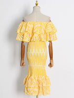 Western style, heavy industry, embroidery, hollowed-out ruffled one-word collar jacket, high elastic and slim fishtail overskirt