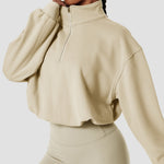 NCLAGEN Running Top Women Long Sleeves 1/2 Zipper Yoga Shirts Stand Collar Leisure Gym Blouse Outdoor Loose Fitness Sweater