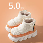 Chunky High Heels 5cm Women's Ankle Boots Winter Platform Soft Female Cotton Shoes Outdoor Waterproof Non-slip Woman Snow Boot