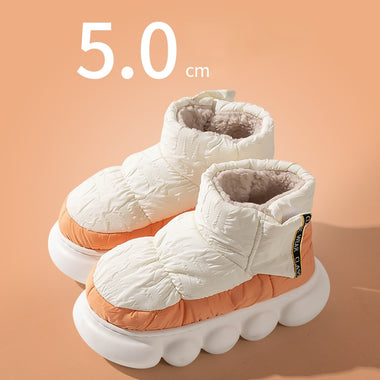 Chunky High Heels 5cm Women's Ankle Boots Winter Platform Soft Female Cotton Shoes Outdoor Waterproof Non-slip Woman Snow Boot