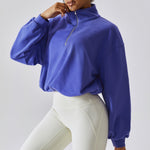 NCLAGEN Running Top Women Long Sleeves 1/2 Zipper Yoga Shirts Stand Collar Leisure Gym Blouse Outdoor Loose Fitness Sweater