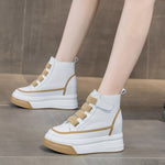 Spring Autumn New Korean Style Fashion Slim Height Increasing Platform Genuine Leather Women Sneakers Ladies High-top Pumps 2208