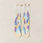 2023 New Fashion Woman Socks Summer Ultra-thin Transparent Crystal Silk Socks Harajuku Floral Retro Japanese Kawaii Cute Socks
