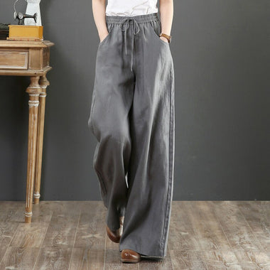 New Spring And Summer Cotton Linen Women's Pants Loose Wide Leg High Waist Mopping Straight Woman