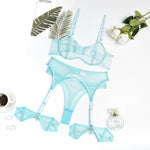 Sexy Bra and Panty Set Sensual Lingerie See Through Bra Kit Push Up Seamless Sheer Lace Intimate Soft Erotic Sets Garter