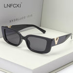 LNFCXI Retro Small Frame Cat Eye Sunglasses for Women Luxury V  Sun Glasses Men Fashion Jelly Sunglasses with Metal Hinges