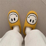 ASIFN winter Women Fluffy Fur Slippers Big Smile Floor Short Plush Fleece Flat For Couples Black Ladies Shoes Indoor Slippers