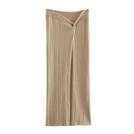 TRAFZA Retro Slit Knotted Knit Skirt Women's Slim Skirt Set Fashion Metallic Color Cross Women's Short Vest Top 2-Piece Set