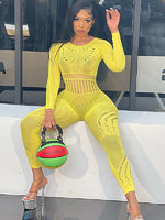 Kliou Knitted Pencil Jumpsuit Girl Midnight Outfit Sexy Hollow Out All in One Overall Monos Mujer Party One Piece Hot Attirewear