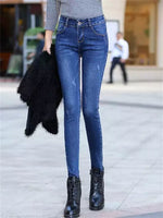 Low Waist Skinny Jeans Women Fashion Washed Bleached Scratched Denim Blue Push Up Vintage Slim Pants Trousers Clothes for Women