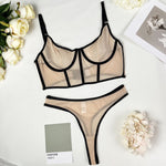 MIRABELLE Sensual Lingerie Mesh Transparent Bra Erotic Set See Through Seamless Underwear Uncensored Sheer Lace Sexy Intimate