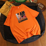 Black Japanese Trend Lovers T-shirt Female Cartoon Short Sleeve Oversize Two Round Neck Shirt