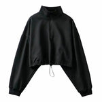 Autumn Winter Hot Style Pullover Women's American Casual Half Zipper Sweater Loose Stand Collar Sports Long-sleeved Jacket