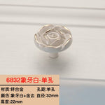 1PCS European Ivory Rose style Cabinet Handles and Knobs Modern Simple Wardrobe Drawer Door Pulls Furniture Hardware