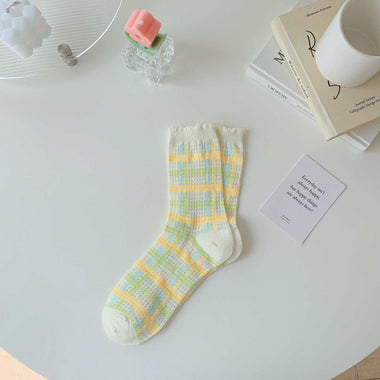 Woman Socks Fashion Summer Thin Mesh Breathable Crew Socks Harajuku Lace Floral Japan Style Kawaii Cute Princess Socks 2023 New