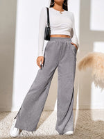 Women Pants Corduroy 2022 Autumn Winter Fashion Loose Full Length Trousers Solid Color Casual Female High Waist Wide Leg Pants