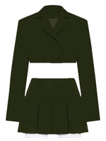 Taruxy Casual Two Piece Sets Women's Fall Outfits 2022 New Black Matching Sets With Skirt And Blazer Cropped Top Suit For Women