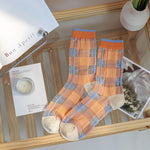 Ultra-thin Transparent Crystal Silk Socks Women Fashion Summer Harajuku Crew Socks Retro Flower Streetwear Elastic Long Socks