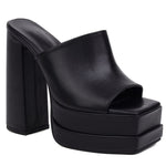 Double Platform High Heel Mule Sandals For Women Open Toe Super High Chunky Shoes Summer Classic Slip On Sandals Party Club