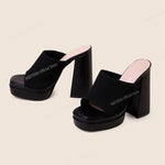 Double Platform High Heel Mule Sandals For Women Open Toe Super High Chunky Shoes Summer Classic Slip On Sandals Party Club