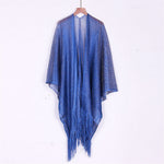 Sexy Fringe Tassel Mesh Sheer Shiny Knitted Tunic Beach Cover Up Cover-ups Beach Dress Beach Wear Beachwear Female Women V3321