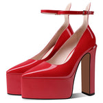 Platform Pumps For Women Chunky High Heel Ankle Strap Fashion Pointed Toe Brand New Shoes 2022 Trendy Sexy Luxury Shoe Summer