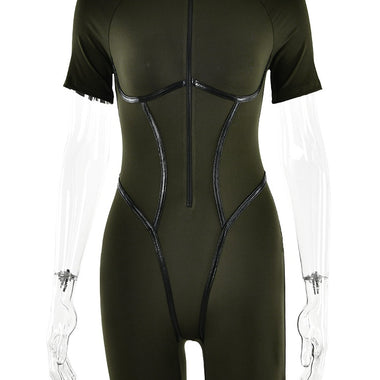 FQLWL Green Sexy Bodycon Long Sleeve Party Jumpsuits Summer Outfit Women 2023 Black Short Sleeve Rompers Casual Activewear