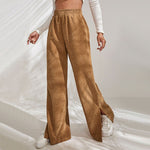 Women Pants Corduroy 2022 Autumn Winter Fashion Loose Full Length Trousers Solid Color Casual Female High Waist Wide Leg Pants
